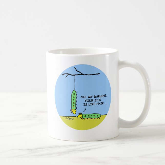 Cartoon Silkworm Caterpillars In Love Funny Coffee Mug (Right)