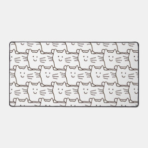 Cartoon Simple Cats Line Drawing Desk Mat
