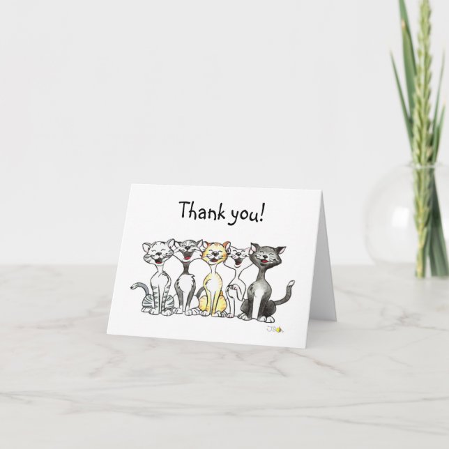 Cartoon singing cats thank you card (Front)