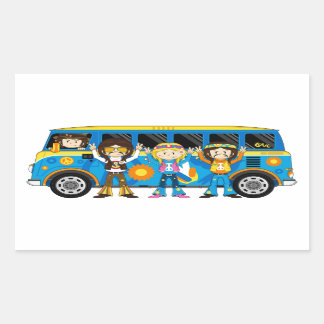 Cartoon Sixties Peace Hippie Van Sticker