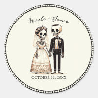 Cartoon Skeleton Bride + Groom Whimsical Wedding