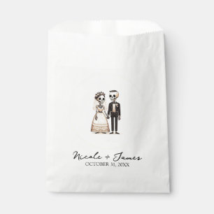 Cartoon Skeleton Bride + Groom Whimsical Wedding Favour Bag