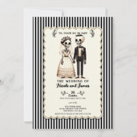 Cartoon Skeleton Bride + Groom Whimsical Wedding