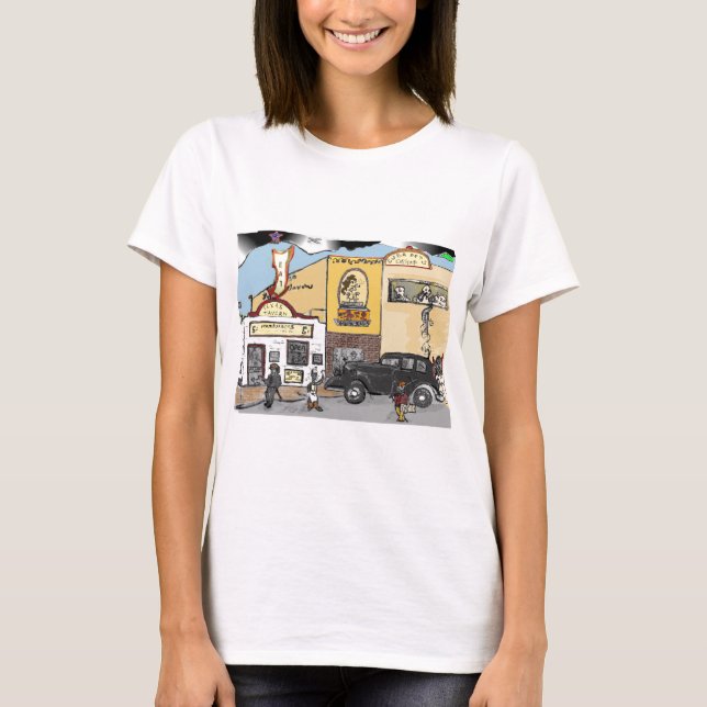 Cartoon Sketch of Roanoke's Landmark Texas Tavern T-Shirt (Front)