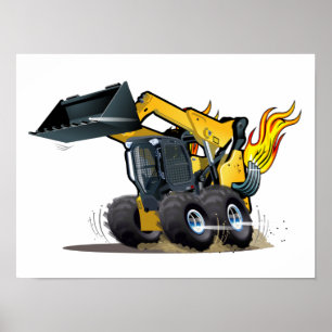 Cartoon skid steer poster