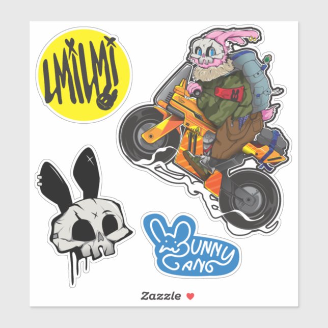 Cartoon Skull/Bunny_1 Sticker (Sheet)