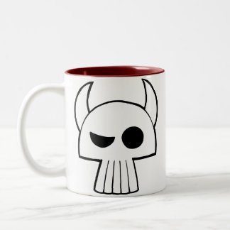 Cartoon Skull Design with Horns drinking mug