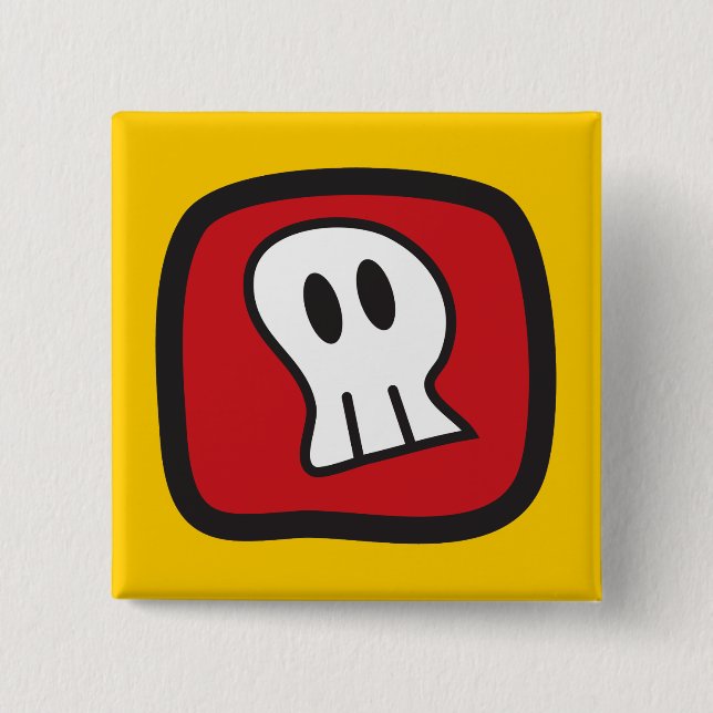 Cartoon Skulls & Bones Halloween Fun Party Button (Front)