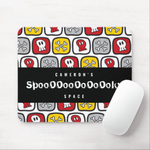 Cartoon Skulls & Bones Pattern Fun Kid's Halloween Mouse Pad