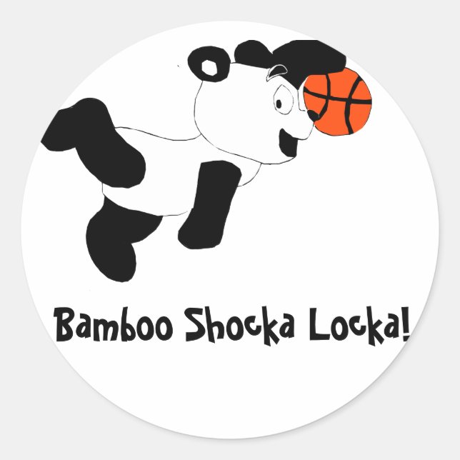 Cartoon Slam Dunking Panda Classic Round Sticker (Front)