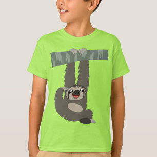 Cartoon Sloth Dangling From a Branch Kids T-Shirt