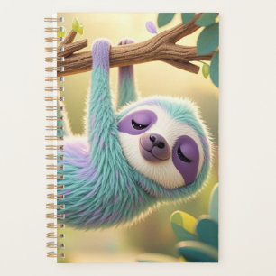 Cartoon sloth hanging upside-down from a branch  planner
