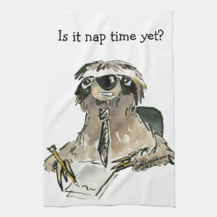 Cartoon Sloth Nap Time Kitchen Towel