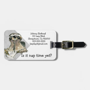 Cartoon Sloth Nap Time Luggage Tag
