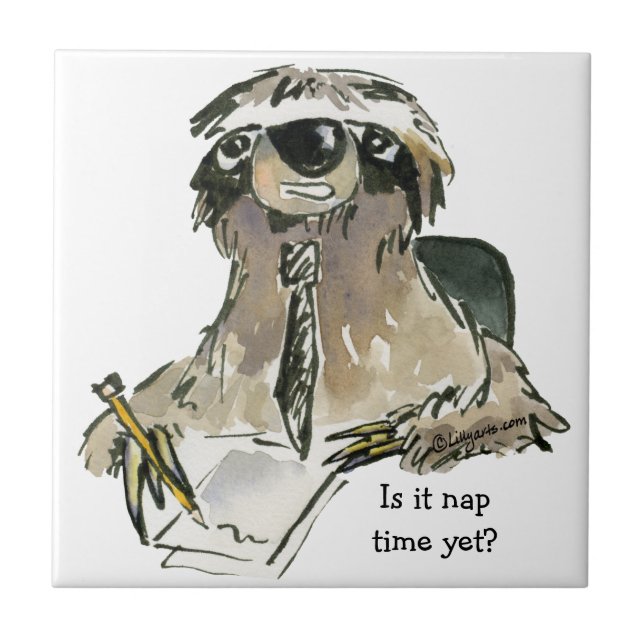 Cartoon Sloth Nap Time Tile (Front)
