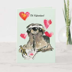Cartoon Sloth Valentines Day Card