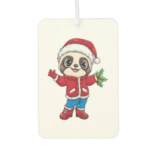 Cartoon Sloth Wearing Christmas Air Freshener