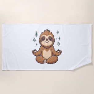 Cartoon Sloth Wearing Christmas Beach Towel