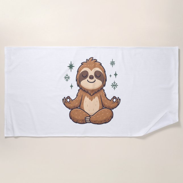 Cartoon Sloth Wearing Christmas Beach Towel (Front)