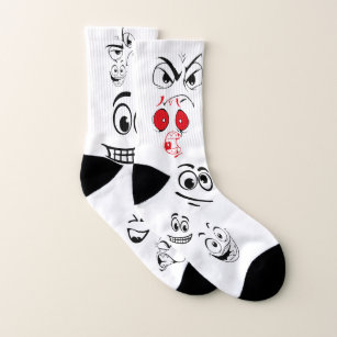 cartoon smile design visage socks