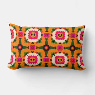 Cartoon Smiling Flowers Lumbar Pillow