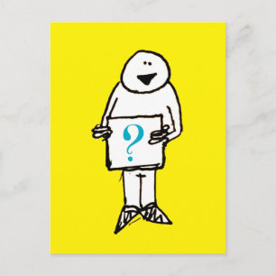 Cartoon Smiling Guy Sign Question Mark Postcard