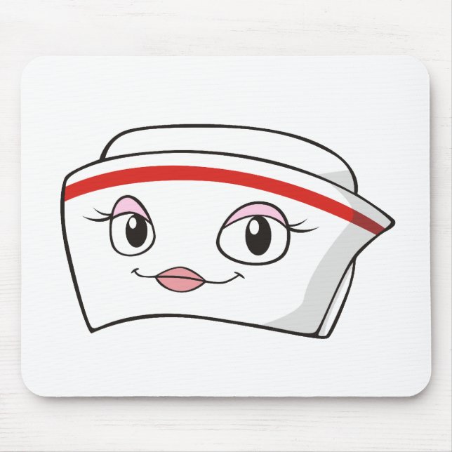 Cartoon Smiling Nurse Hats Mouse Pad (Front)