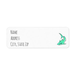 cartoon smiling shark mint blue green ocean animal