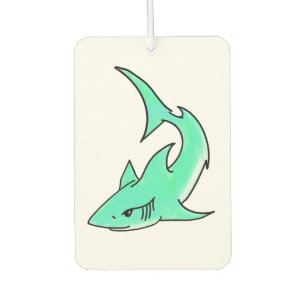 cartoon smiling shark mint blue green ocean animal air freshener