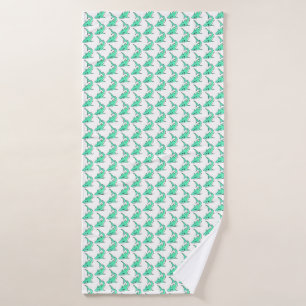 cartoon smiling shark mint blue green ocean animal bath towel