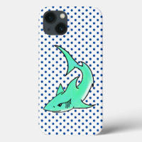 cartoon smiling shark mint blue green ocean animal