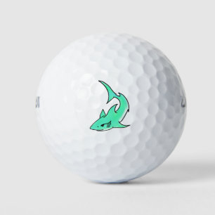 cartoon smiling shark mint blue green ocean animal golf balls