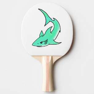 cartoon smiling shark mint blue green ocean animal ping pong paddle