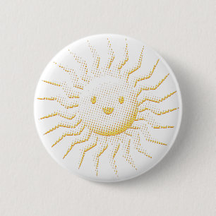 Cartoon Smiling Sun Face 2 Inch Round Button