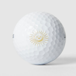 Cartoon Smiling Sun Face Golf Balls