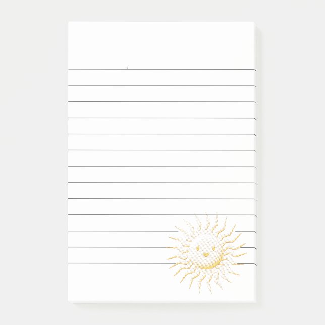 Cartoon Smiling Sun Face Lined Post-it Notes (Front)
