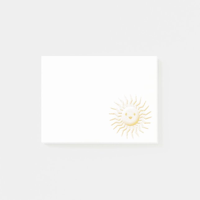 Cartoon Smiling Sun Face Post-it Notes (Front)