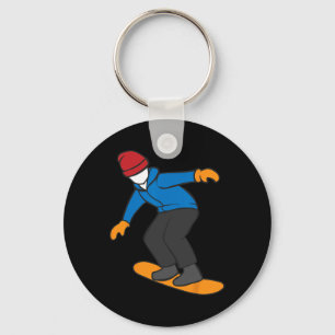 Cartoon Snowboarder Illustration Fun Winter Sport  Keychain