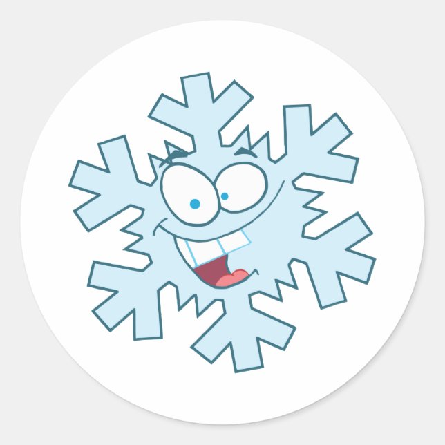 Cartoon Snowflake Classic Round Sticker (Front)