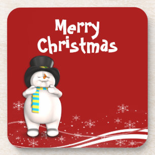 Cartoon Snowman Christmas Coaster