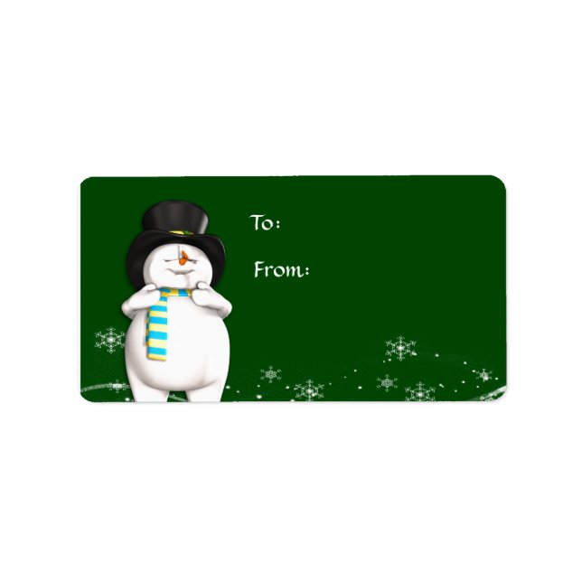 Cartoon Snowman Christmas Gift Tag (Front)