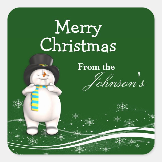 Cartoon Snowman Christmas Gift Tags (Front)