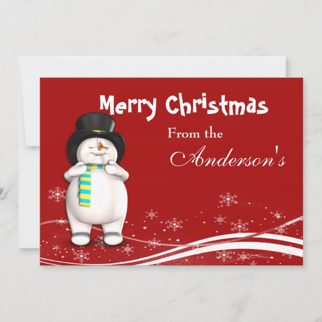 Cartoon Snowman Christmas Greeting Card (Front)