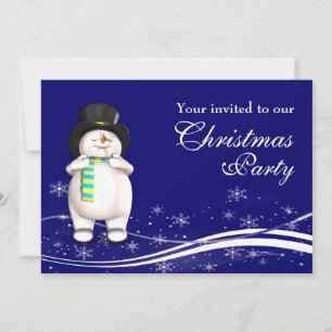 Cartoon Snowman Christmas Party Invitation