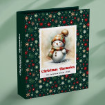 Cartoon snowman Christmas scrapbook binder custom<br><div class="desc">✅ For matching items search #58S in my collections ✅ Capture every magical moment of the holiday season with this adorable Christmas memory album featuring a cute watercolor Christmas snowman in a charming minimalist design. Created in a cozy kids-style aesthetic with traditional red, green, and gold colors, this festive ring...</div>