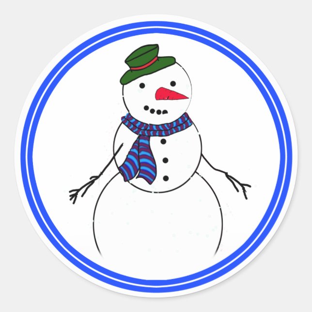 Cartoon Snowman Little Flirty Boy Classic Round Sticker (Front)