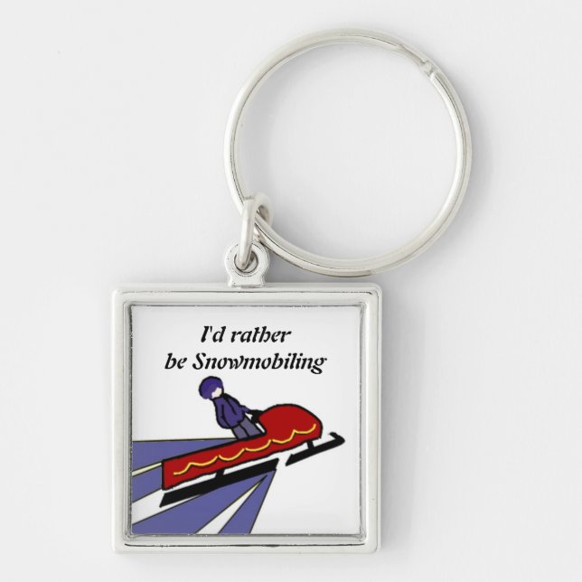 Cartoon Snowmobile Design Keychain (Front)