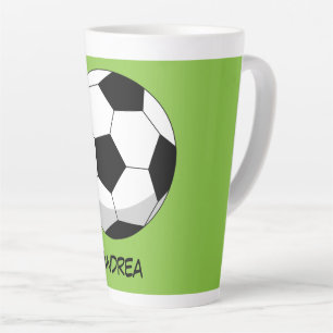 Cartoon Soccer Ball   Add Your Name  Latte Mug