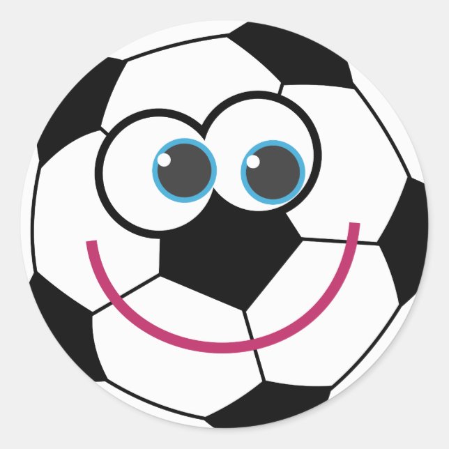 Cartoon Soccer Ball Classic Round Sticker (Front)