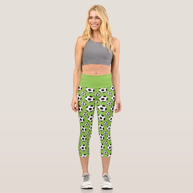 Cartoon Soccer Ball Pattern Capri Leggings (Front)